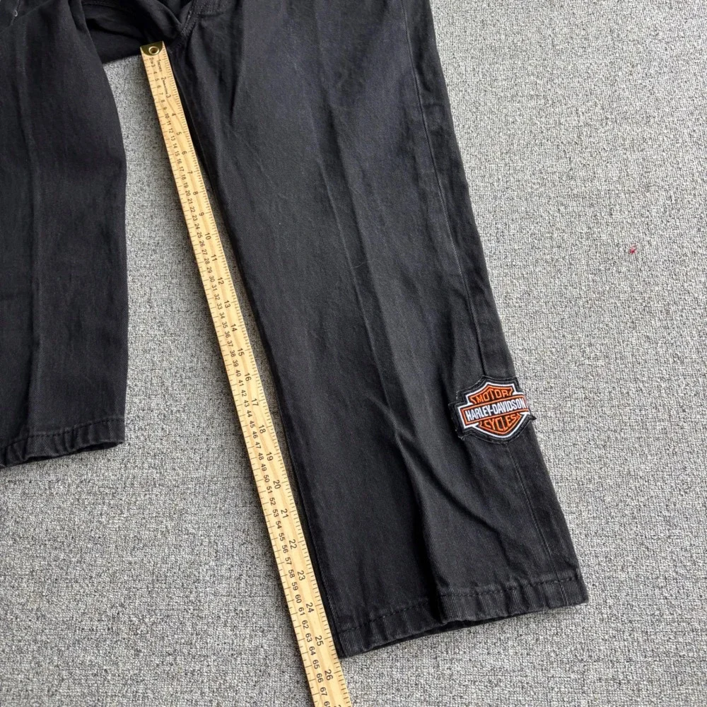Levi's 501 Jeans Mens 34x27 Original Fit Black Harley-Davidson Patch Button Fly